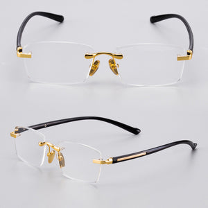 +5.0 +6.0 Man Reading Glasses Woman Natural Crystal Stone Glass Len Hyperopia  Rimless Presbyopia Eyeglasses +1.0 3.0 +4.5