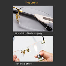Load image into Gallery viewer, +5.0 +6.0 Man Reading Glasses Woman Natural Crystal Stone Glass Len Hyperopia  Rimless Presbyopia Eyeglasses +1.0 3.0 +4.5