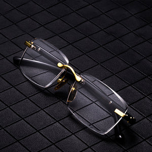 +5.0 +6.0 Man Reading Glasses Woman Natural Crystal Stone Glass Len Hyperopia  Rimless Presbyopia Eyeglasses +1.0 3.0 +4.5