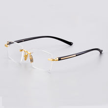 Load image into Gallery viewer, +5.0 +6.0 Man Reading Glasses Woman Natural Crystal Stone Glass Len Hyperopia  Rimless Presbyopia Eyeglasses +1.0 3.0 +4.5