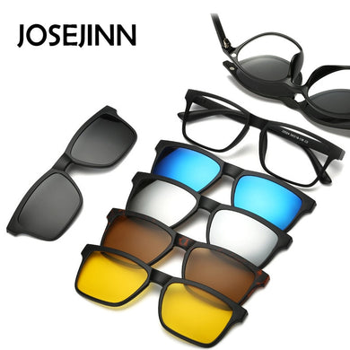 5+1 suit Clip On Sunglasses Women Frames Clips Magnetic Sunglasses Magnet eyeglasses men Clip glasses 6 in 1