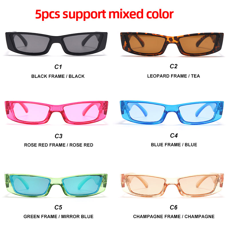5/10/15/20pcs Rectangle Vintage Sunglasses Women Retro Punk Sunglasses Ladies Eyeglasses Steampunk Small Frames Eyewear