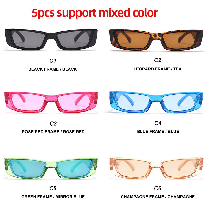 5/10/15/20pcs Rectangle Vintage Sunglasses Women Retro Punk Sunglasses Ladies Eyeglasses Steampunk Small Frames Eyewear