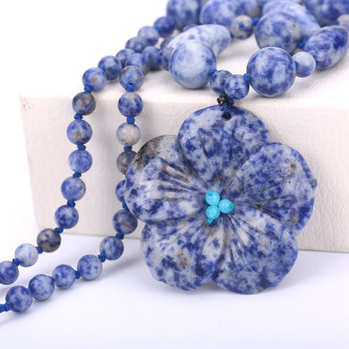 5 * 5 cm Pop Collana Ciondolo Fiore Donna 48 cm Blu-Veinstone Bohemian Tribal Esagerato Choker gioielli Fine Gift Catene robuste 