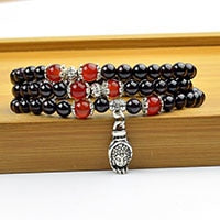 Carica l&#39;immagine nel visualizzatore di Gallery, 5-6mm GradeA Natural Garnet beaded Bracelet Tibetan Buddhist 108 Prayer Beads Necklace Gourd Mala Prayer Bracelet for Meditation