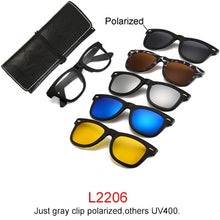 Load image into Gallery viewer, 5 In 1 Magnetic Sunglass Clip On Glasses Men Women Ultra-light TR90 Polarized UV400 Prescription Optic Glasses Frame 6pcs/1set