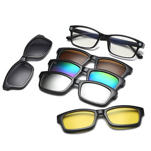 5 Lenes Magnet Sunglasses Clip Polaroid Mirrored Magnetic Sunglasses Clip on Glasses Men Polarized Custom Prescription Myopia