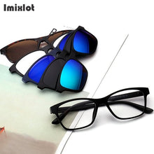 Load image into Gallery viewer, 5 Lens Magnet Sunglasses Clip Mirrored Clip on Magnetic Sunglasses Clip on Glasses Men Polarized Clip Custom Prescription Myopia