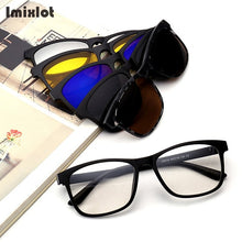 Load image into Gallery viewer, 5 Lens Magnet Sunglasses Clip Mirrored Clip on Magnetic Sunglasses Clip on Glasses Men Polarized Clip Custom Prescription Myopia