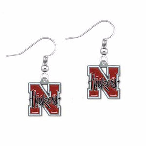 5 Pairs Fans Earrings Enamel Of Nebraska Logo Charm Drop Earrings
