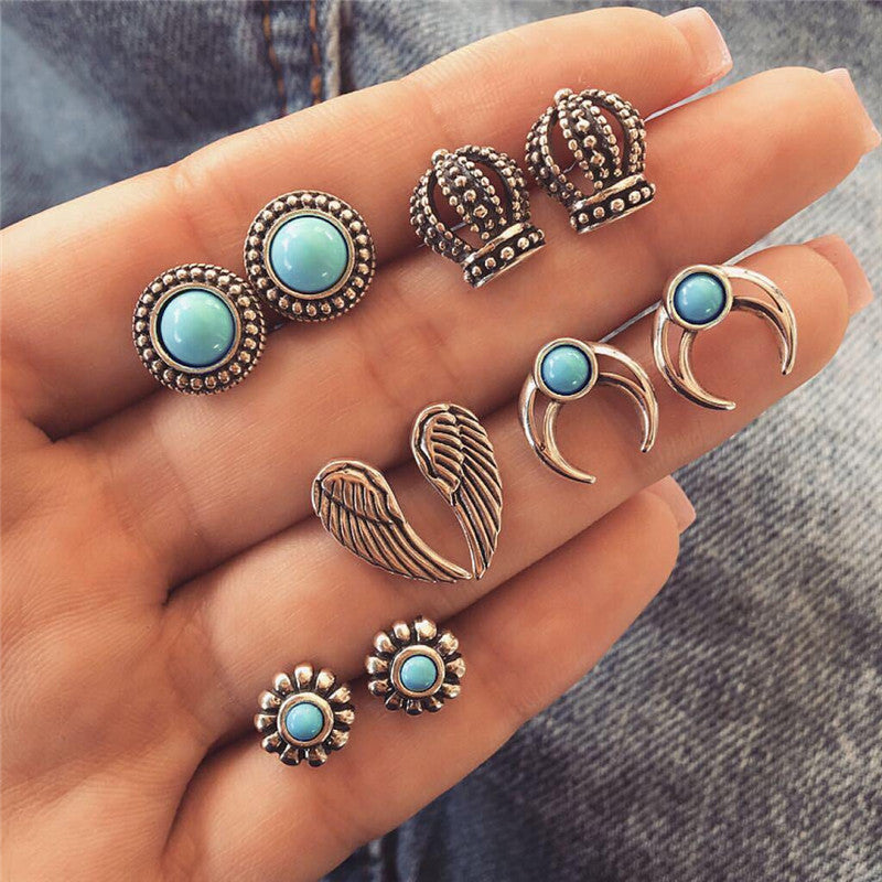 5 Pairs Pack Set Brincos Mixed Stud Earrings For Women Crystal Ear Studs Fashion Simulated Pearl Jewelry Wholesale 2018 new