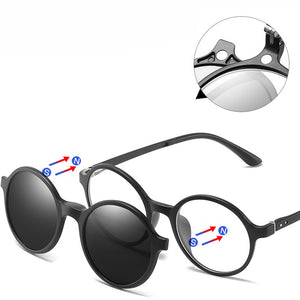 5 in 1 Clip On Sunglasses with Polarized Night Vision Mirror Flat Magnetic Lens Clips Optical Myopia Glasses Prescription