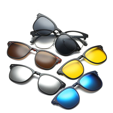 5 in 1 Sunglasses Magnet Sunglasses 5+1 Magnet Clip On Sunglasses Glasses Optical Lens Eyewear 5 in 1 Glasses