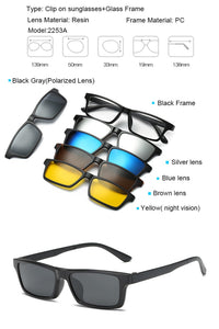 5 in 1 Sunglasses Magnet Sunglasses 5+1 Magnet Clip On Sunglasses Glasses Optical Lens Eyewear 5 in 1 Glasses