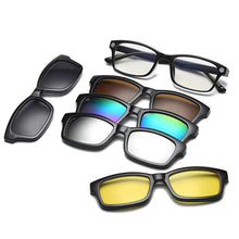 Carica l'immagine nel visualizzatore di Gallery, 5 lens Clip on Sunglasses clip on glasses square Lens Men Women mirror clip Sun Glasses Night Vision Driving sunglasses for men