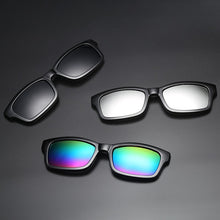 Carica l'immagine nel visualizzatore di Gallery, 5 lens Clip on Sunglasses clip on glasses square Lens Men Women mirror clip Sun Glasses Night Vision Driving sunglasses for men