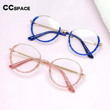 Load image into Gallery viewer, 51012 Half Frame Round Anti Blue Light Optical Glasses Frames Women TR90 Crystal Cutting Computer Eyeglasses