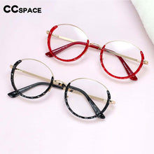 Load image into Gallery viewer, 51012 Half Frame Round Anti Blue Light Optical Glasses Frames Women TR90 Crystal Cutting Computer Eyeglasses