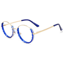 Load image into Gallery viewer, 51012 Half Frame Round Anti Blue Light Optical Glasses Frames Women TR90 Crystal Cutting Computer Eyeglasses