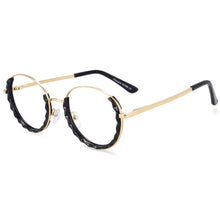 Load image into Gallery viewer, 51012 Half Frame Round Anti Blue Light Optical Glasses Frames Women TR90 Crystal Cutting Computer Eyeglasses