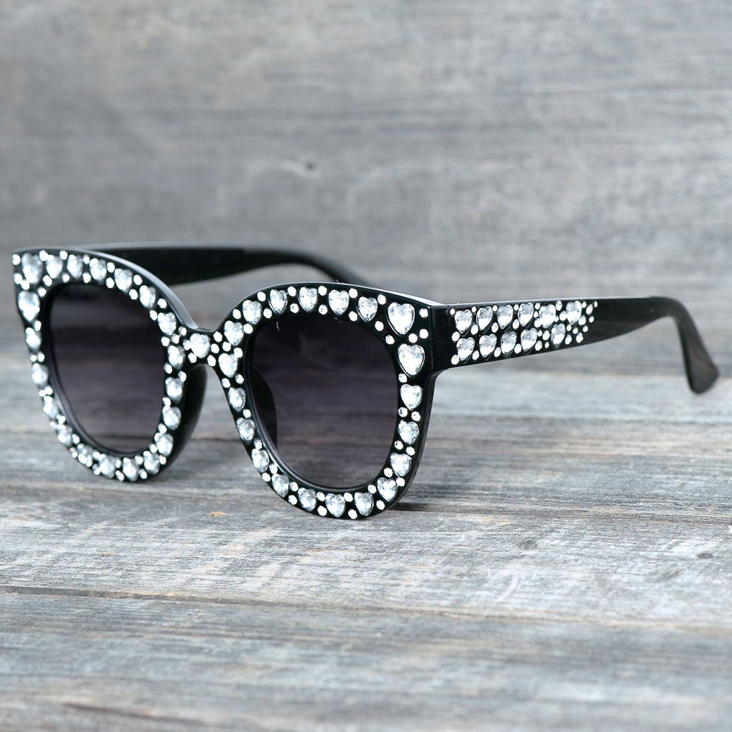 51038 Heart-shaped Diamond Sunglasses  Crystal Square Men Women Sun Glasses