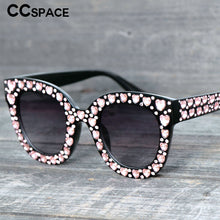 Load image into Gallery viewer, 51038 Heart-shaped Diamond Sunglasses  Crystal Square Men Women Sun Glasses