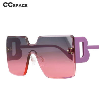 51085 Oversized Square Rimless One Lens Sunglasses Brand Designer Men Women Shades UV400 Vintage Glasses