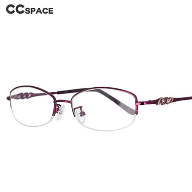 51091 Lady  Diamond Half Frame Titanium Alloy Optical Glasses Frames Women Computer Eyeglasses