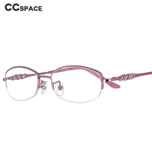 51091 Lady  Diamond Half Frame Titanium Alloy Optical Glasses Frames Women Computer Eyeglasses