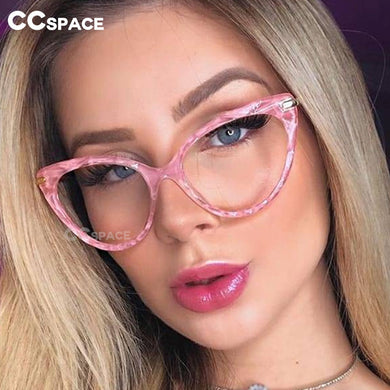 51101 Cat Eye Glasses Frames Diamond Grid Pattern Ultralight Women Optical Computer Glasses