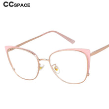 Carica l&#39;immagine nel visualizzatore di Gallery, 51112 Women Cat Eye Metal Anti Blue Light Optical Glasses Frames Spring Leg Computer Eyeglasses