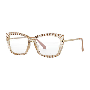 53014 TR90 Cat Eye Donna Montature per occhiali da vista anti luce blu Occhiali da vista per computer con gamba a molla con taglio in cristallo 