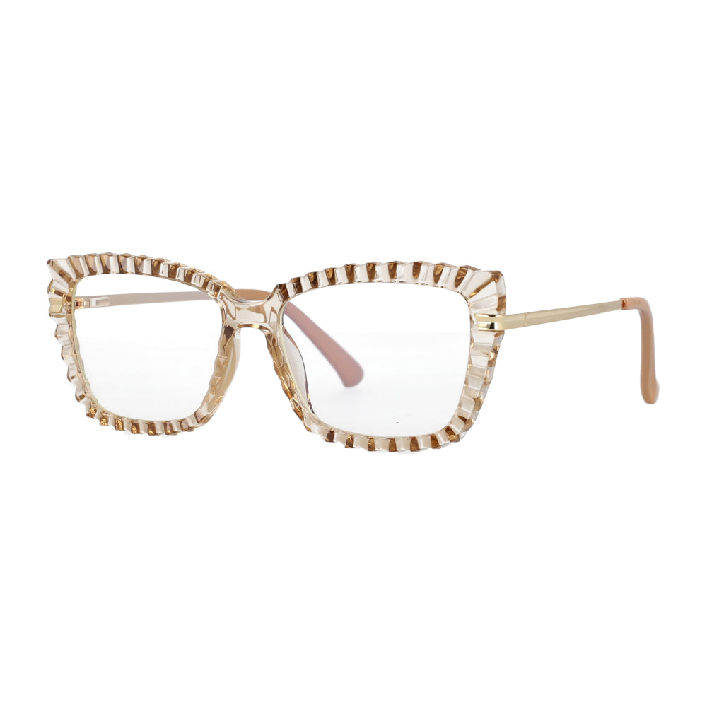 53014 TR90 Cat Eye Donna Montature per occhiali da vista anti luce blu Occhiali da vista per computer con gamba a molla con taglio in cristallo 