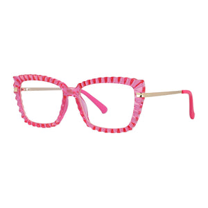 53014 TR90 Cat Eye Donna Montature per occhiali da vista anti luce blu Occhiali da vista per computer con gamba a molla con taglio in cristallo 