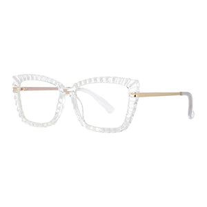 53014 TR90 Cat Eye Donna Montature per occhiali da vista anti luce blu Occhiali da vista per computer con gamba a molla con taglio in cristallo 