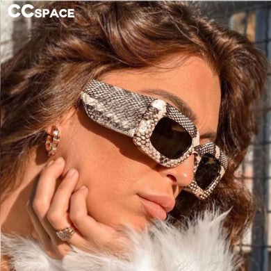 53026 Snake Skin Brown Python Sunglasses Women Vintage Rectangle Brand Designer Sun Glasses for Female Uv400 Eyewear