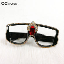 Load image into Gallery viewer, 53089 Oversize Lady Sunglasses  Rhinestone Rivet Frame Charm Women Shade Uv400