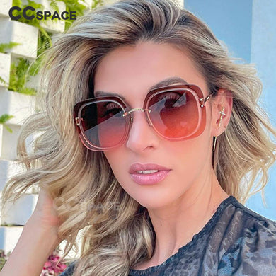 53115 Oversized Square Rimless Sunglasses Women Popular Brand Designer Retro Men Summer Style Sun Glasses Uv400 Eyeglasses