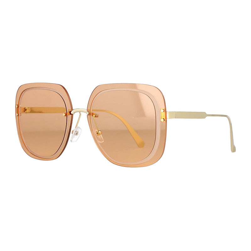 53115 Oversized Square Rimless Sunglasses Women Popular Brand Designer Retro Men Summer Style Sun Glasses Uv400 Eyeglasses