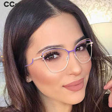 Load image into Gallery viewer, 53154 The Cat Eye Metal Frame Female Glasses Optical Eye Glasses Blue Light Blocking Eyeglasses Uv400