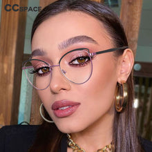 Carica l&#39;immagine nel visualizzatore di Gallery, 53155 Cat Eye Anti Blue Rays Metal Glasses Frame Women UV Blocking Radiation-Resistant Eyewear Reading Eyeglasses