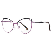 Carica l&#39;immagine nel visualizzatore di Gallery, 53155 Cat Eye Anti Blue Rays Metal Glasses Frame Women UV Blocking Radiation-Resistant Eyewear Reading Eyeglasses