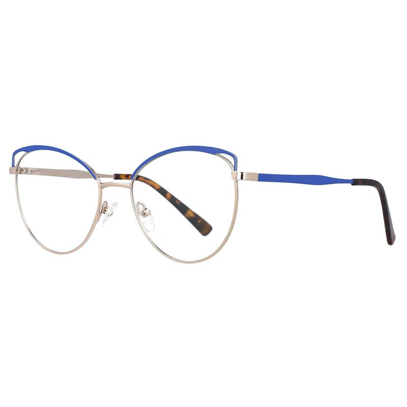 53155 Cat Eye Anti Blue Rays Metal Glasses Frame Women UV Blocking Radiation-Resistant Eyewear Reading Eyeglasses