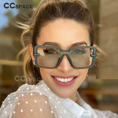 53185 Oversized Square Hollow  Frame Sunglasses Brand Designer Men Women Shades Uv400 Vintage Glasses