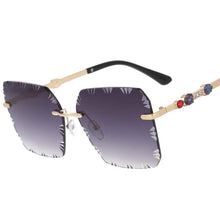 Load image into Gallery viewer, 53189 Square Rimless  Sunglasses Diamond Women Shades Uv400 Vintage Glasses