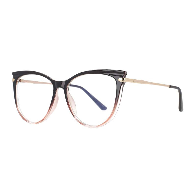 53193 Round Oversized Cat Eye Anti Blue Light Glasses Frames Women Computer Eyeglasses