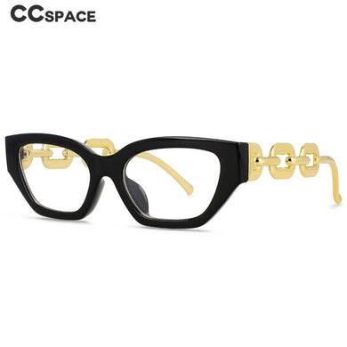 53235 Oversized Chain Leg Women Cat Eye Rectangle Glasses Frame Brand Designer Anti-Blue Light Eyeglasses