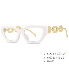 Carica l&#39;immagine nel visualizzatore di Gallery, 53235 Oversized Chain Leg Women Cat Eye Rectangle Glasses Frame Brand Designer Anti-Blue Light Eyeglasses