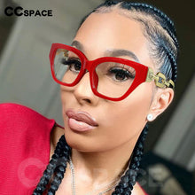 Carica l&#39;immagine nel visualizzatore di Gallery, 53235 Oversized Chain Leg Women Cat Eye Rectangle Glasses Frame Brand Designer Anti-Blue Light Eyeglasses