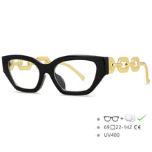 Carica l&#39;immagine nel visualizzatore di Gallery, 53235 Oversized Chain Leg Women Cat Eye Rectangle Glasses Frame Brand Designer Anti-Blue Light Eyeglasses